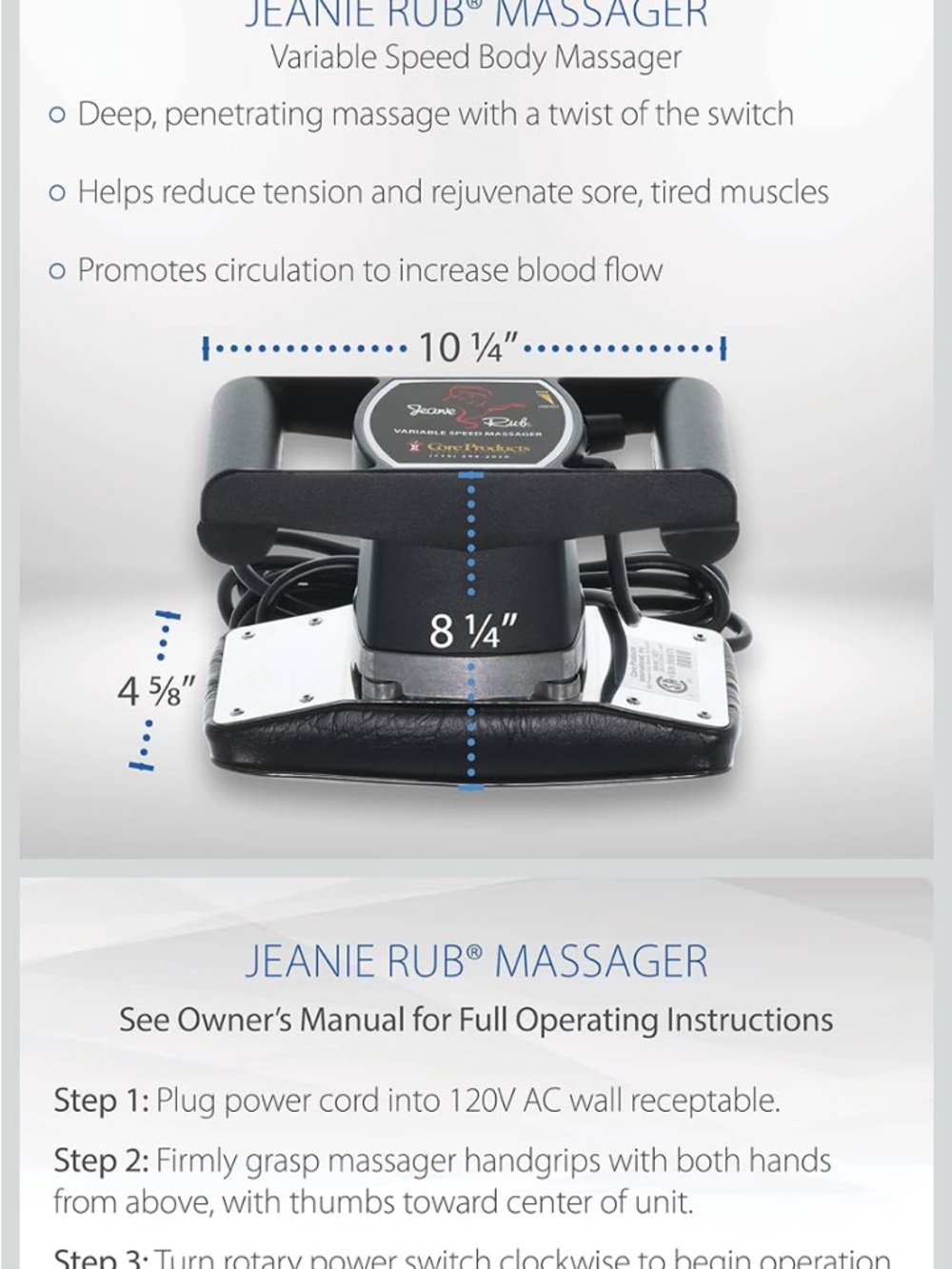 Jeanie Rub Variable Speed Massager - Black - Picture 9 of 12